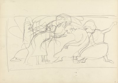 Studie voor decoratief paneel: aanbidders, voor de Cave of the Golden Calf door Spencer Frederick Gore